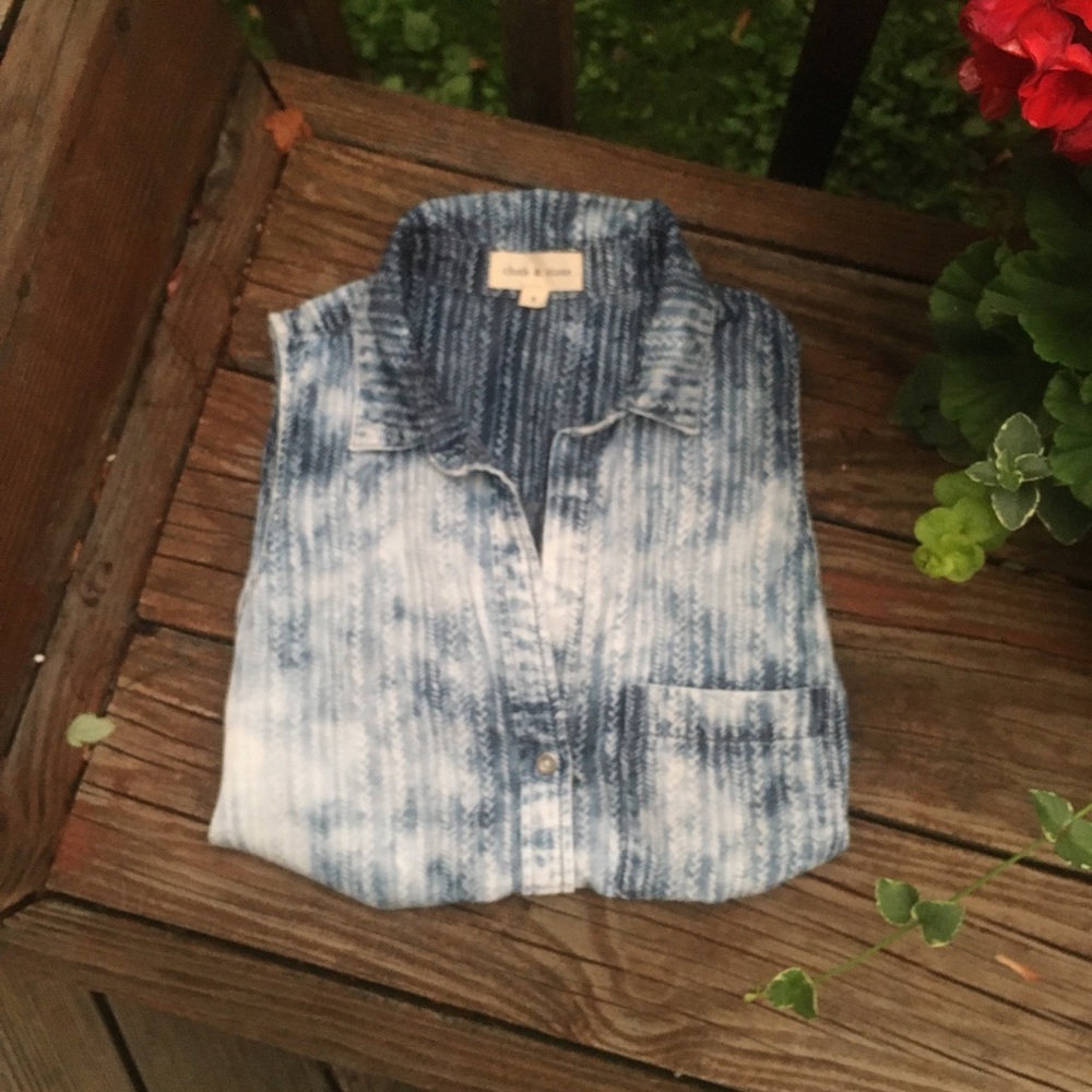 Anthropologie | Cloth & Stone Soft Chambray Button Down Slvless Top Festival EUC - Picture 8 of 16
